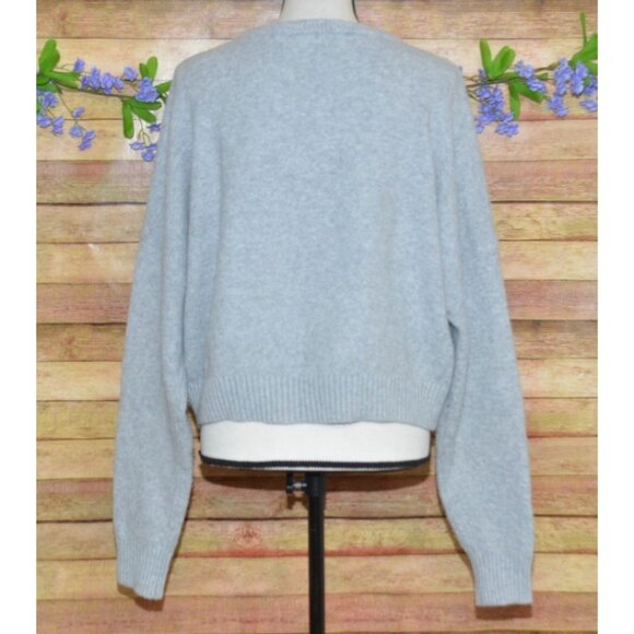 No Boundaries Gray Crop "NOPE" Pullover Sweater Size M 8-10 Stretch Casual - Picture 5 of 8